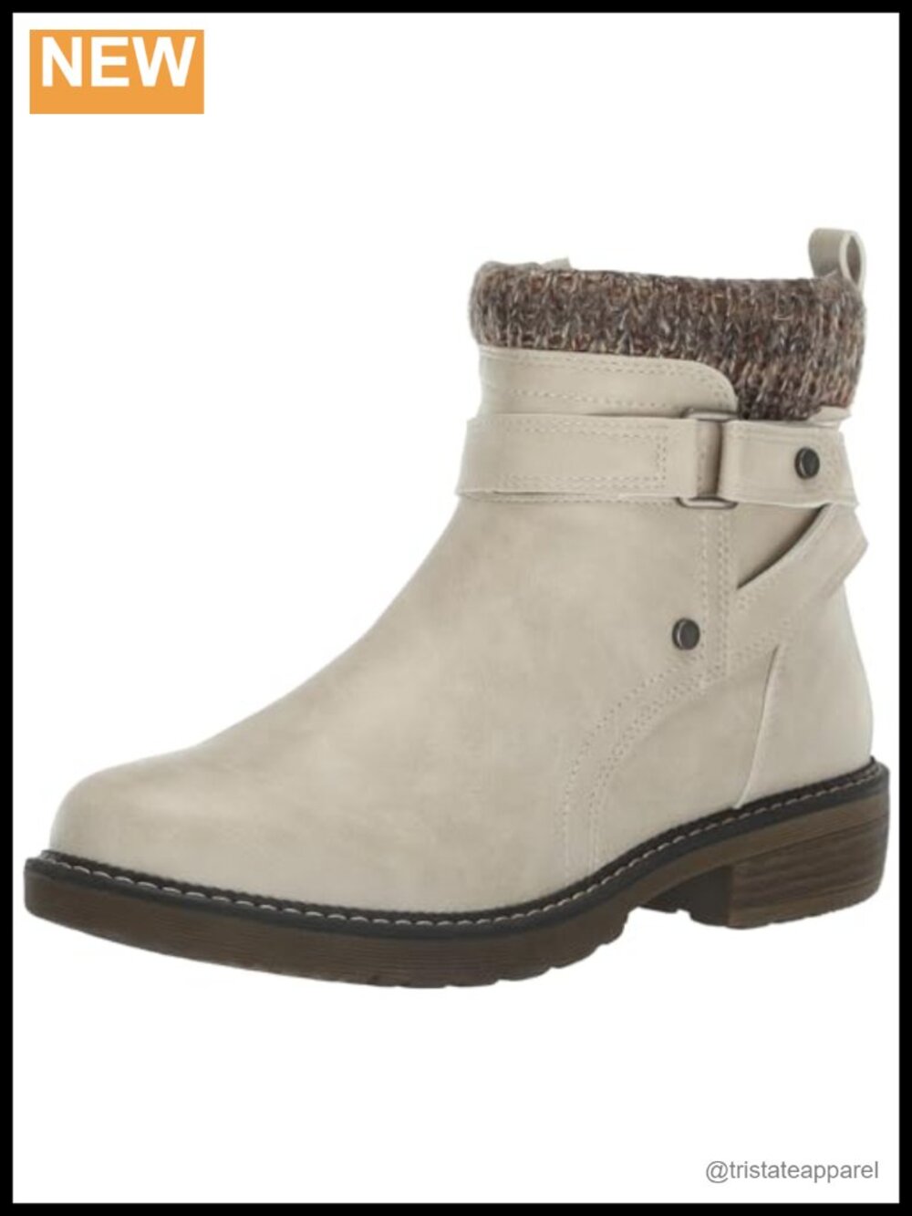 Women's Leather Ankle Bootie with Faux Fur Lining and Padded Cuff